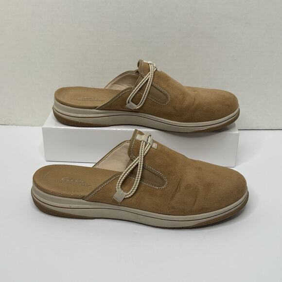 Clarks Cloudstepper Breeze Port Clog Women's Sz 11 Beige Tan Mule Comfort Casual - Picture 2 of 7